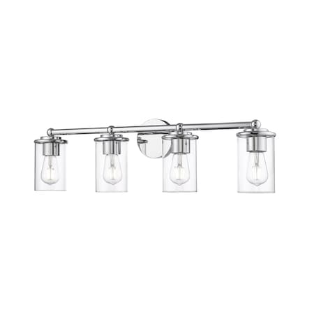 Z-Lite Thayer Vanity, 4-Light, 30.75 In.W x 5.75 In.L x 8.75 In.H, Chrome /Clear 742-4V-CH